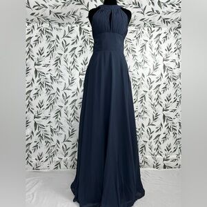 Elegant Navy Blue Evening Gown Bridesmaid Wedding Gala Sz S 4 Maxi NWT #8 Prom